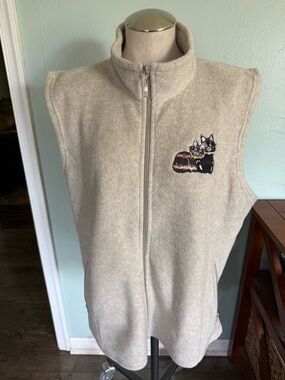Tri Mountain Grey Beige Kitten Cat Fuzzy Fleece Vest Size 2XL